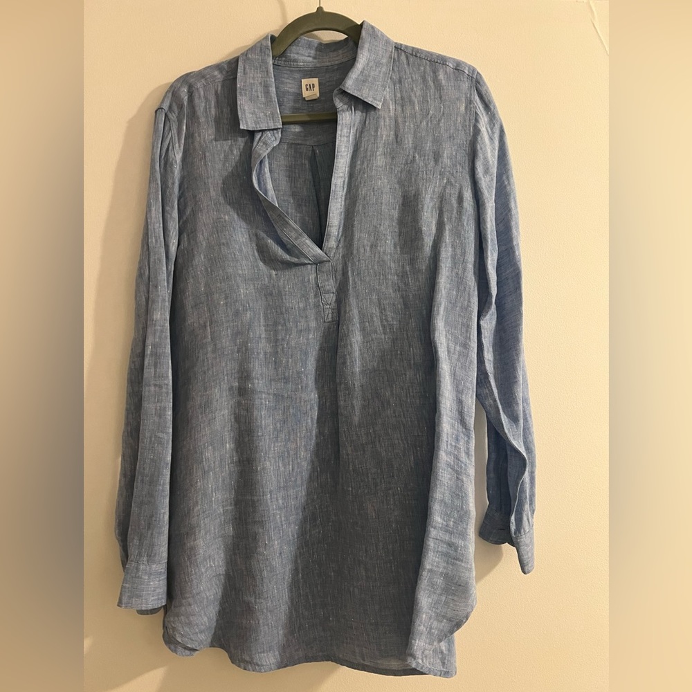 Light blue Linen womens tunic size M